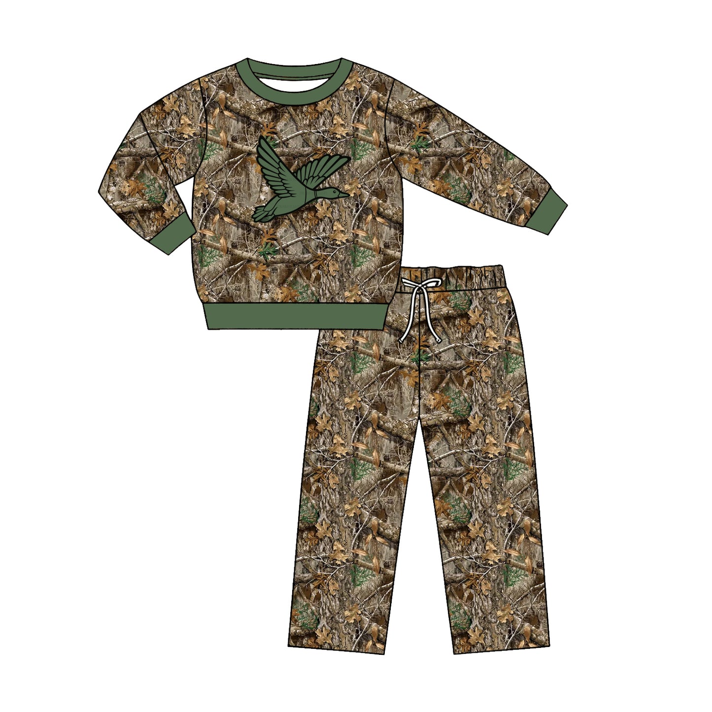 5.8 BLP1456 Preorder Duck Branch Camo Print Boys Long Sleeve Pants Clothes Set