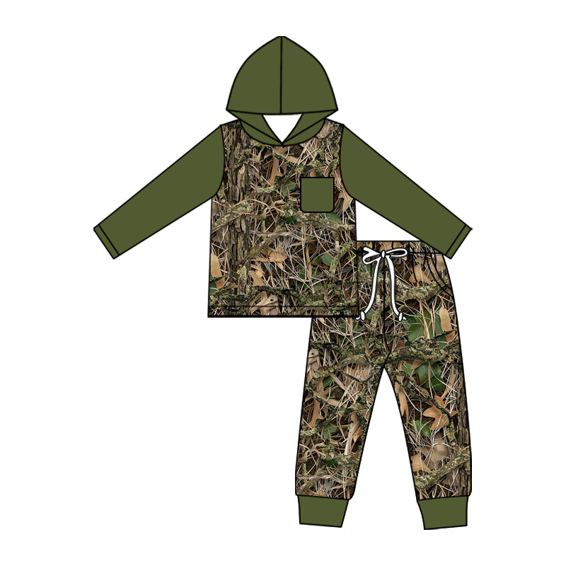 5.11 Toddler Boys Leaf Camouflage Long Sleeve Hoodie Top with Jogger Outfit Preorder