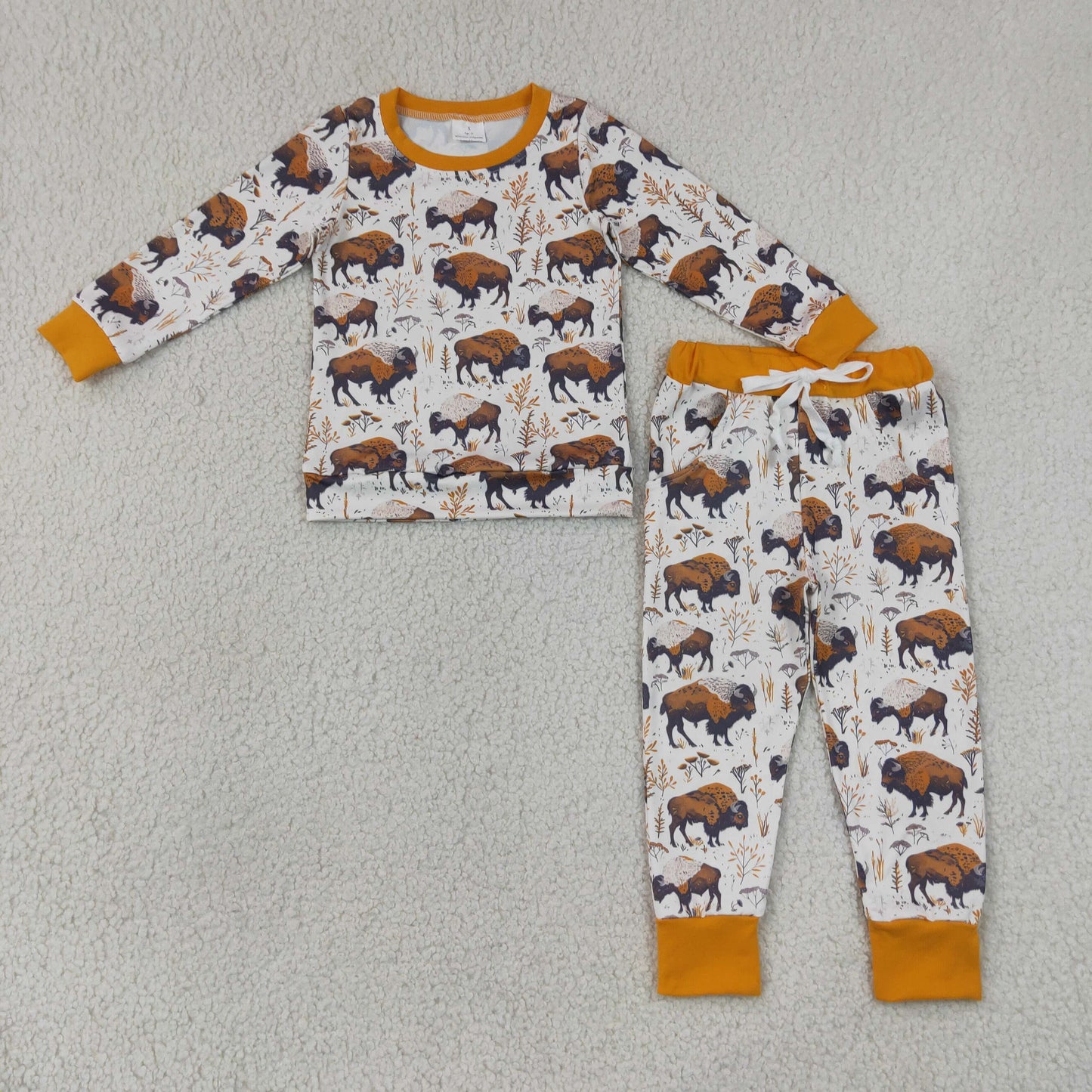 Bull Print Boys Long Sleeve Pants Clothes Set