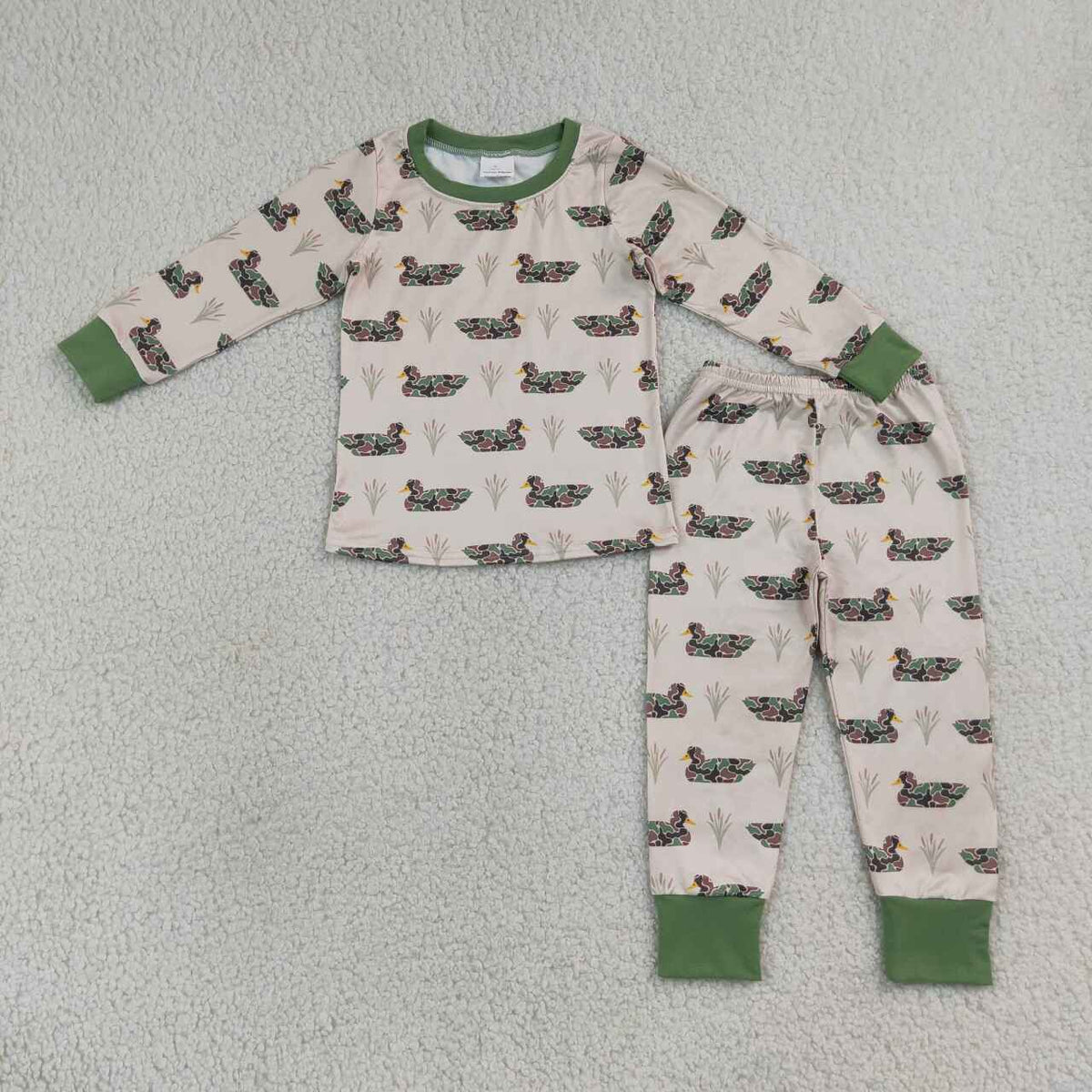 BLP1482 Camo Duck Print Baby Boys Long Sleeve Pajamas Clothes Set