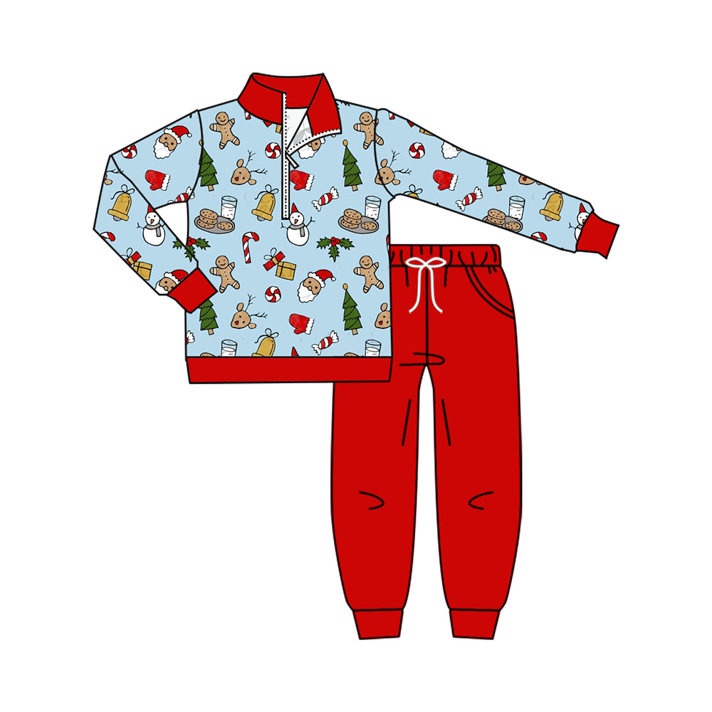 7.29 Preorder Baby Boys Christmas Pullover Top with Red Jogger Set