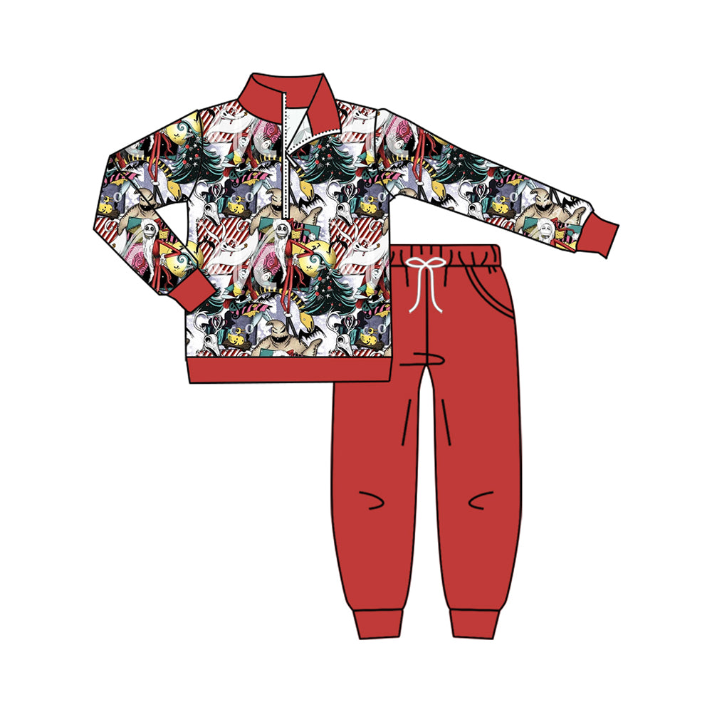 7.29 Preorder Baby Boys Halloween Cartton Pullover Top with Red Jogger Set