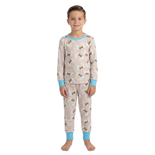 BLP1535 Nativity Stars Print Kids Christmas Pajamas Clothes Set