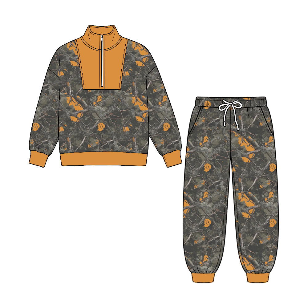 8.25 Preorder Orange Tree Camo Half‑Zip Top & Jogger Pants Set
