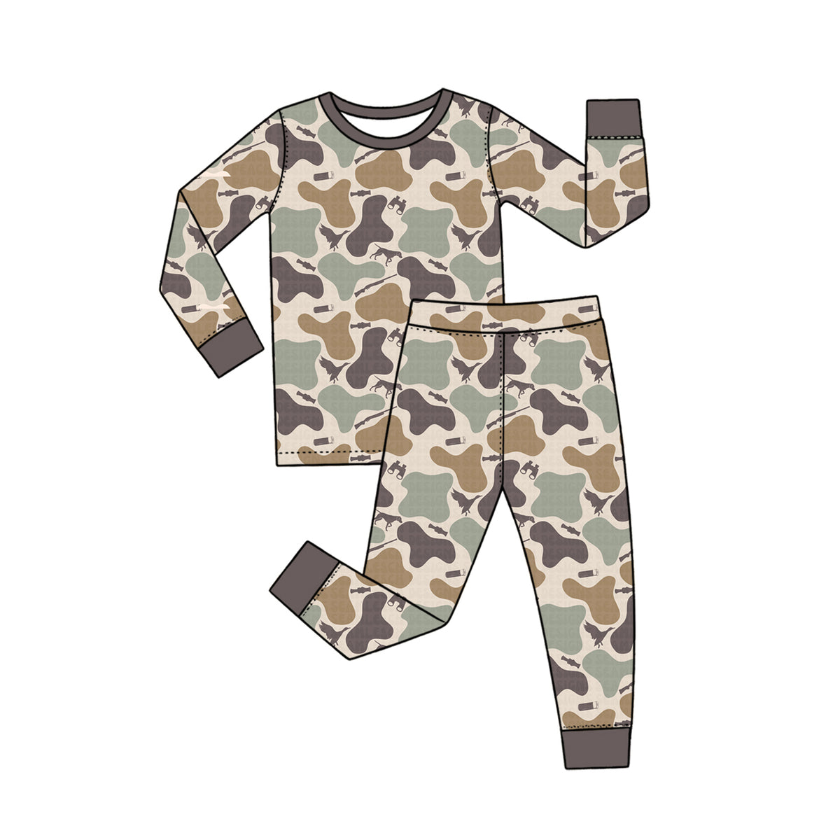 10.27 BLP1651 Preorder Dog Duck Hunting Camo Print Boys Fall Pajamas Clothes Set