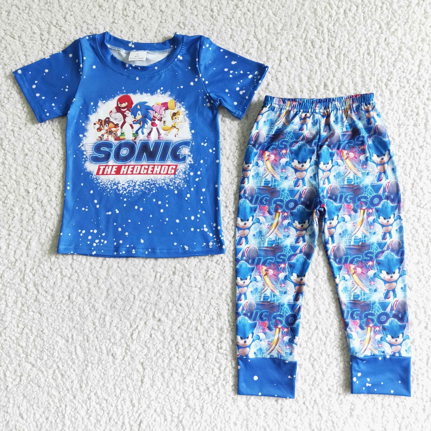 BSPO0015 Cartoon Hero Soni* Blue Top Pants Boys Clothes Set