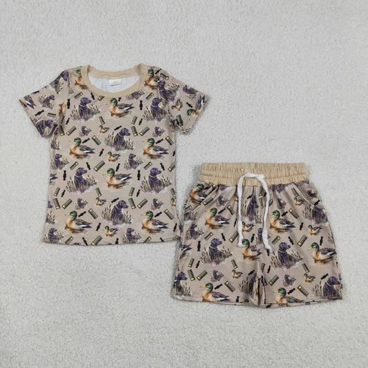 Sibling Baby Boys Deer Ducks Camo Top Pockets Short Hunting Pajamas Clothes Sets