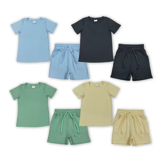 Boys 4-Color Cotton Short Sleeve T-Shirt & Shorts Summer Set Brothers Wear