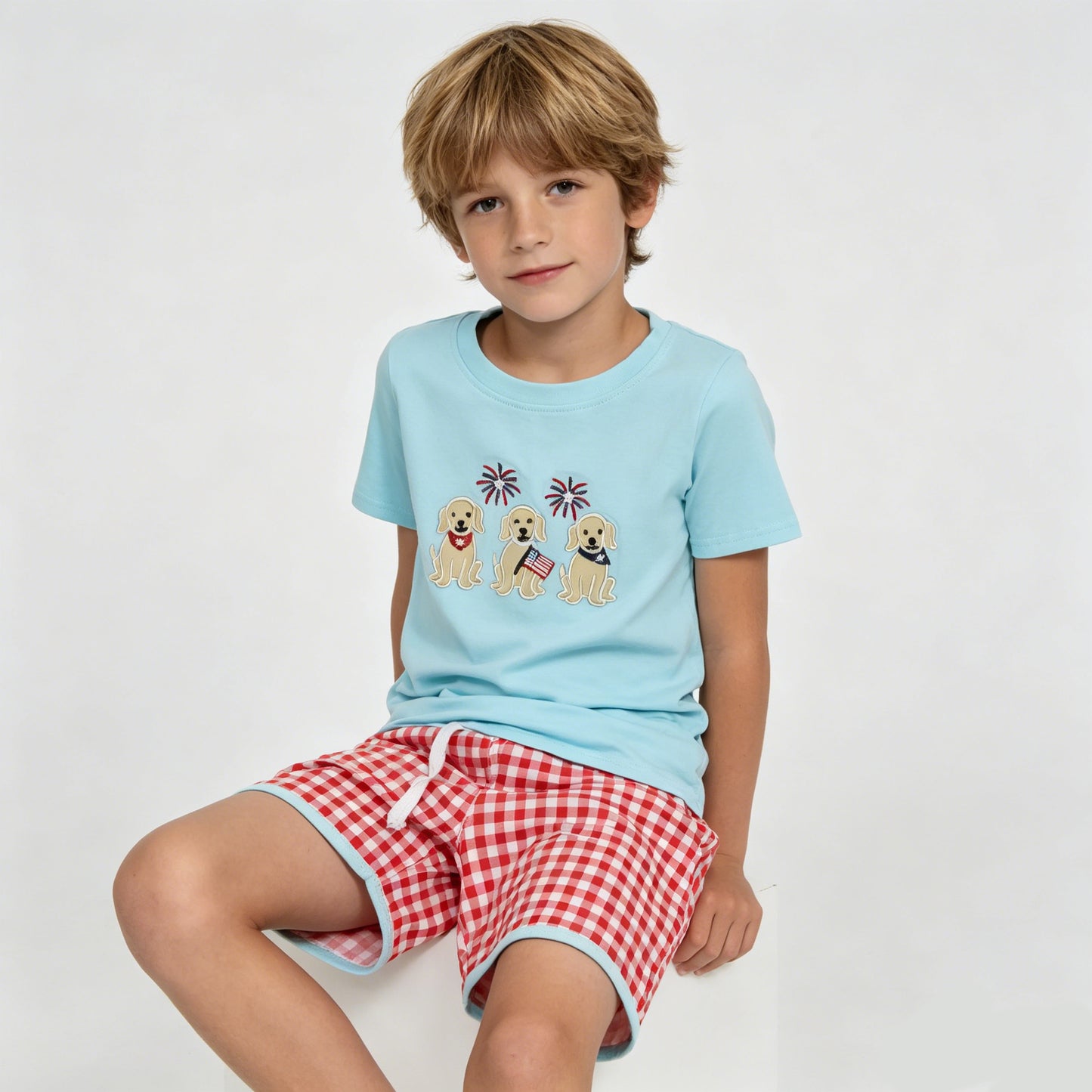 Matching Sibling 4th of July Outfits - Patriotic Puppy Print Boy & Girl Sets