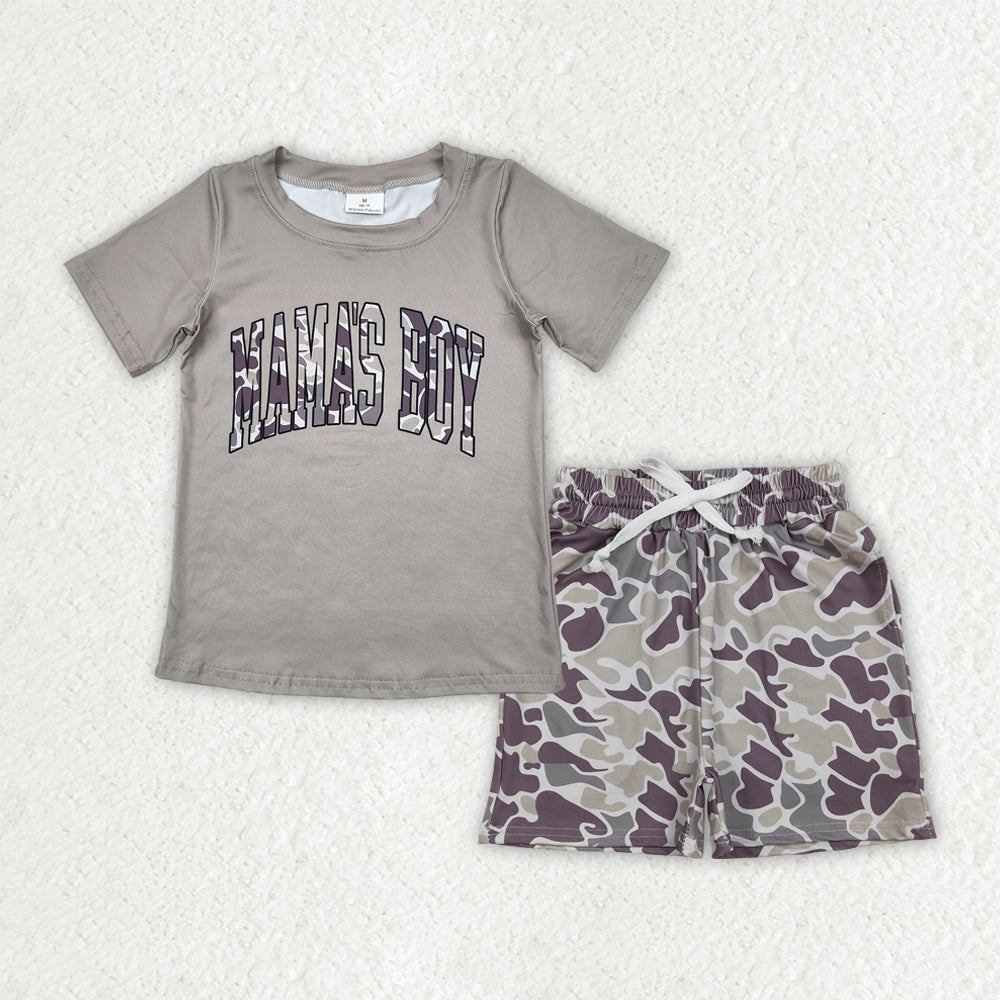 Toddler Boy "Mama's Boy" Camo Short Sleeve Top with Shorts Set