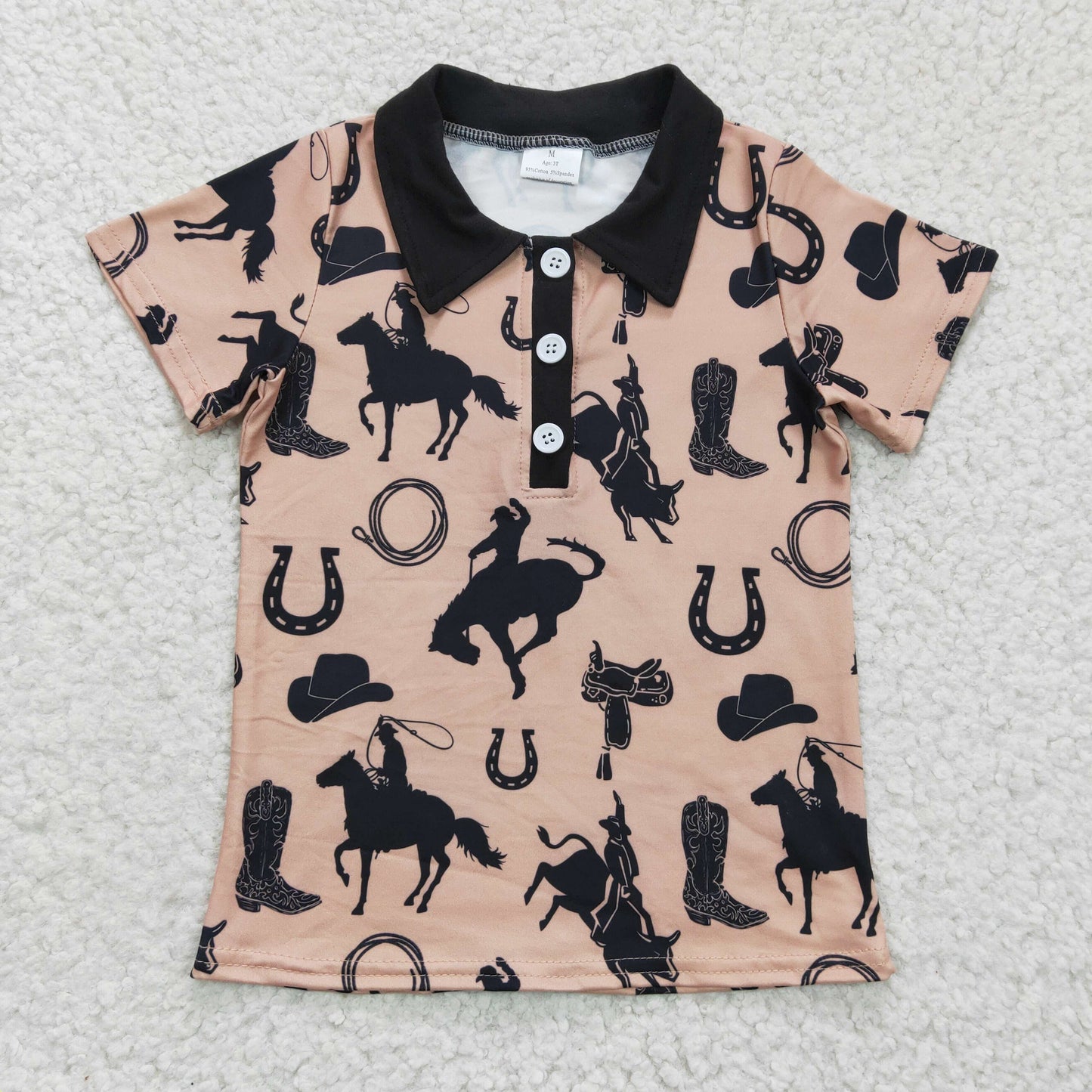 Boys short sleeve western cowboy polo shirt BT0132