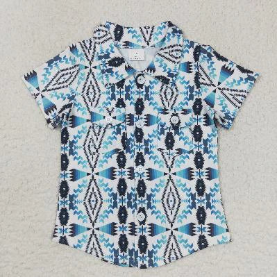 Sibling Baby Boys Short Sleeve Western Button Shirts Top