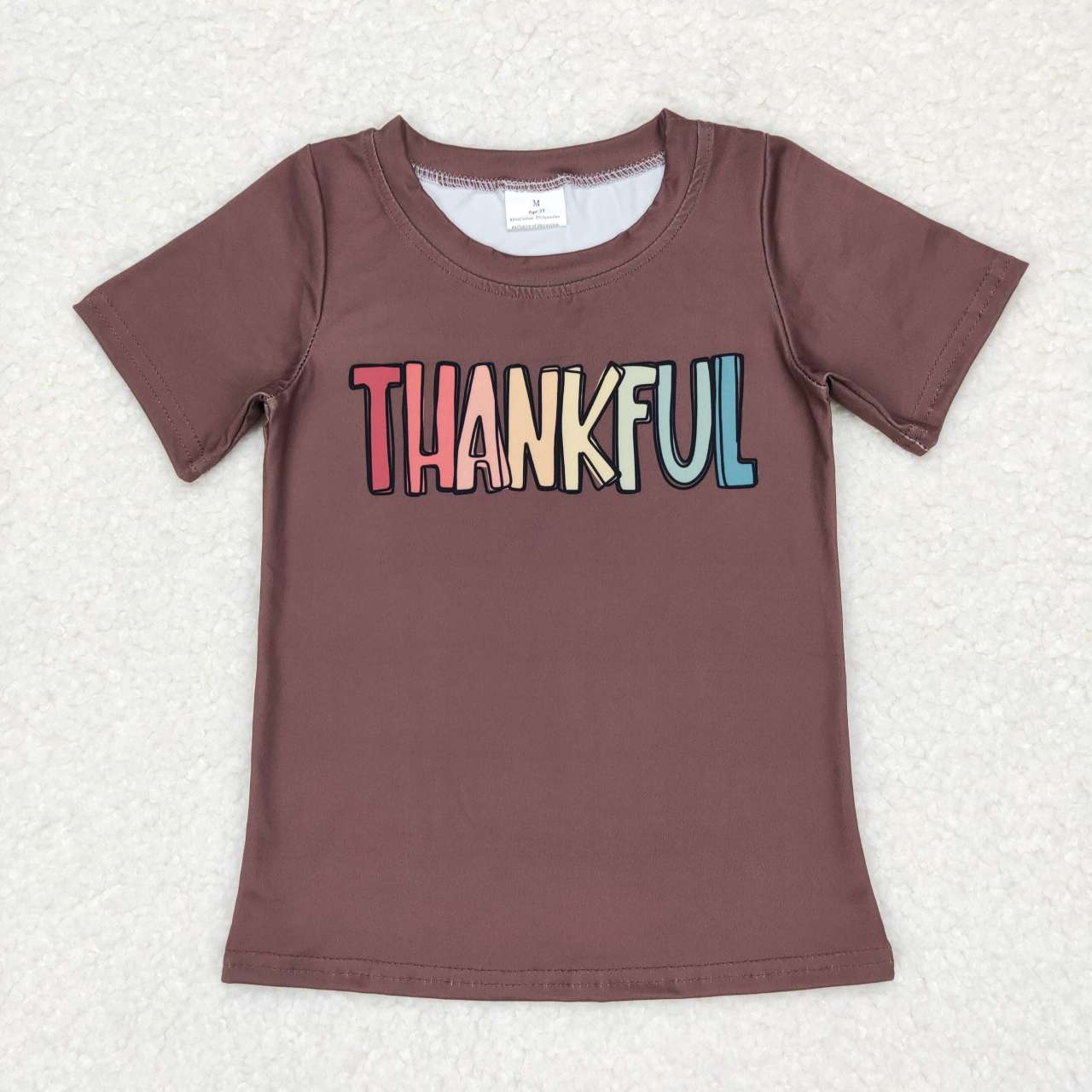BT0327 Thankful Print Kids Thanksgiving Tee Shirts Top