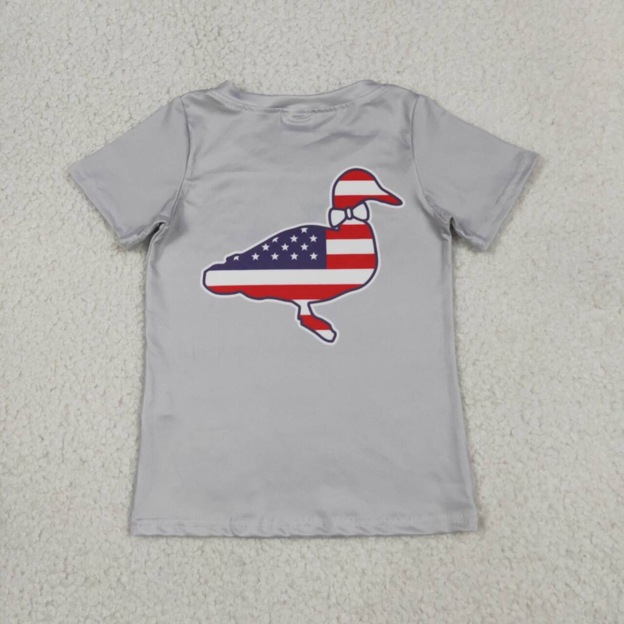 BT1199 Duck Flag Print Baby Boys 4th of July Short Sleeve Tee Shirt Top