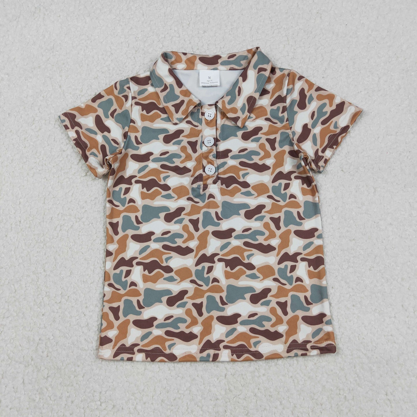Sibling Baby Boys Short Sleeve Southern Hunting Camo Button Polo Shirts Top