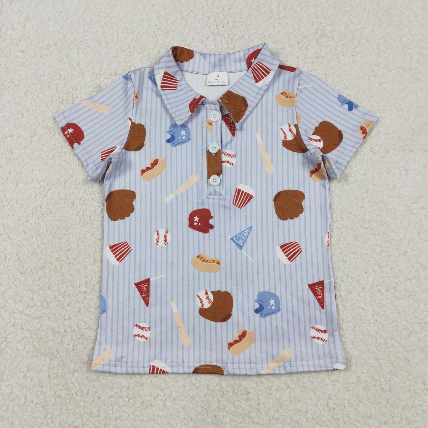 Sibling Baby Boys Short Sleeve Baseballs Button Team Polo Shirts Top