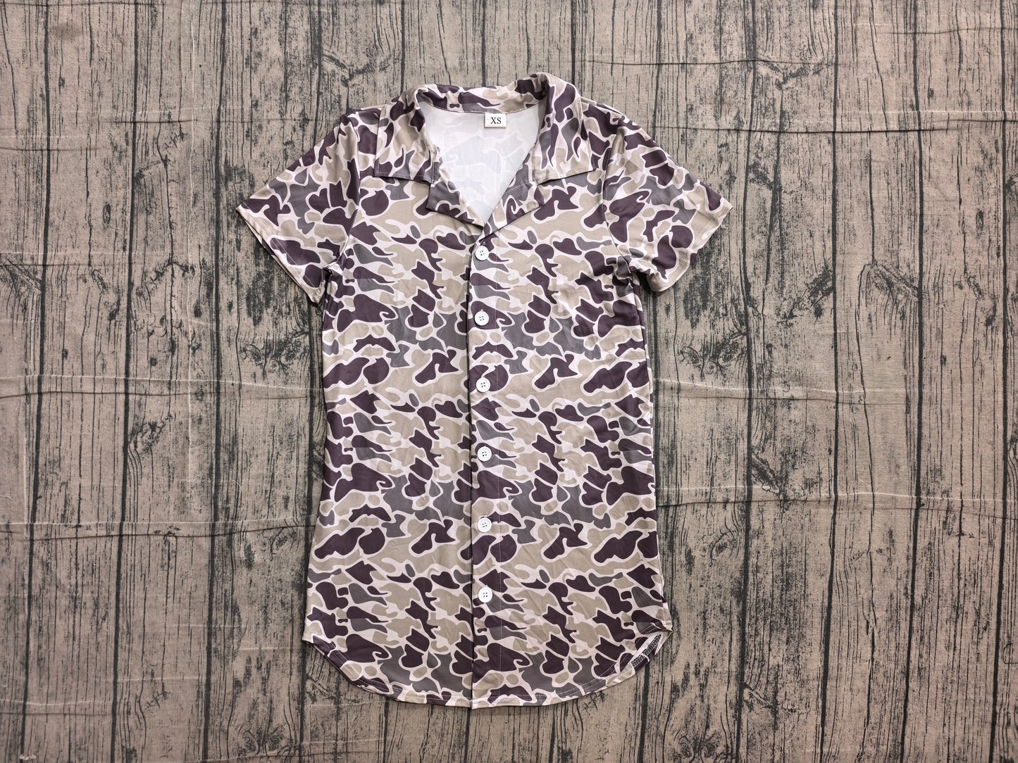 Adult Men Short Sleeve Southern Grey Camo Button Shirts Top Preorder