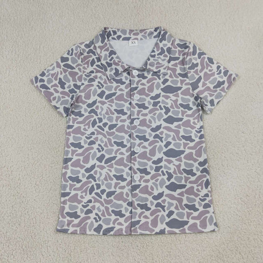 BT1609 Grey Camo Print Man Short Sleeve Tee Shirts Top