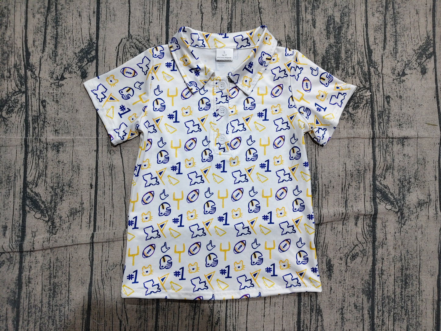 BT1763 Football Teams #1 Cheer Baby Boys Short Sleeve Polo Shirt Top
