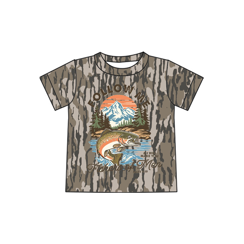 4.3 Kids Camo Fishing Christian Short Sleeve Tee, Boys Fishers of Men Graphic Shirt Preorder