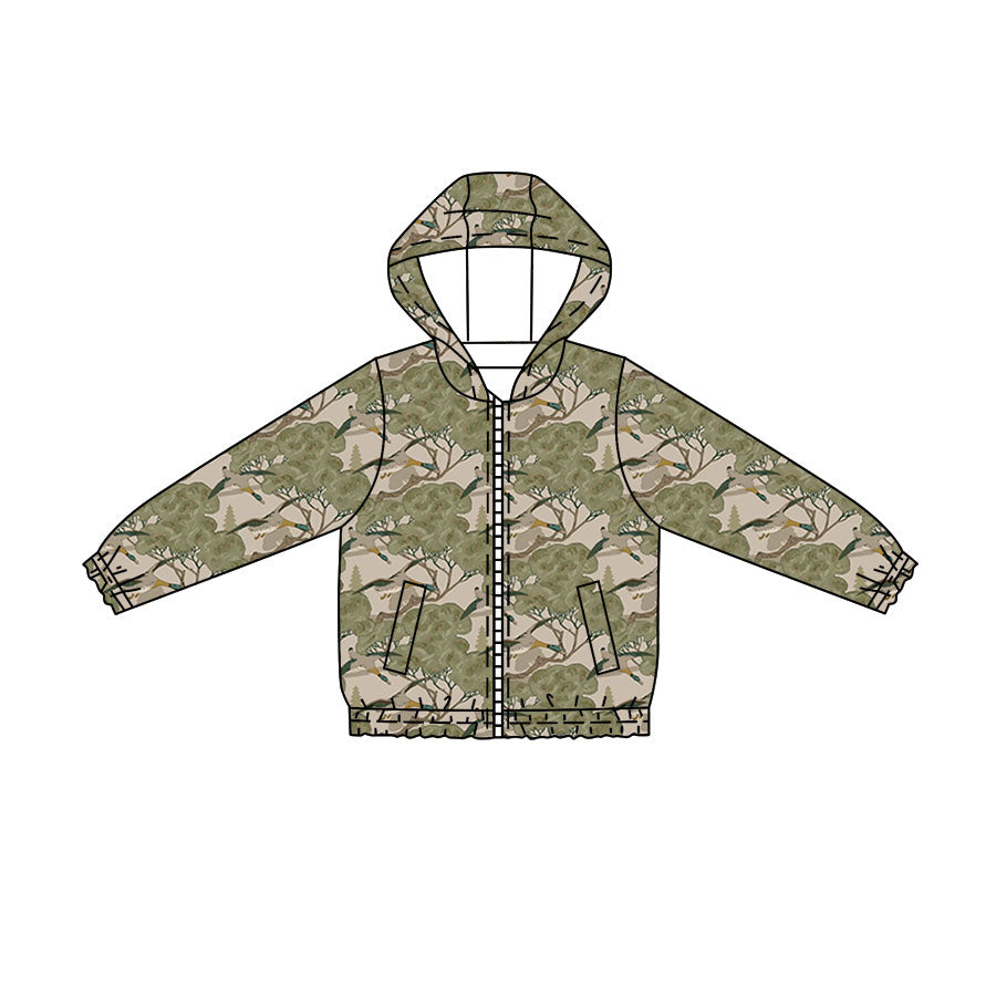 4.21 Boys Duck Print Camo Duck Full Zip Hooded Jacket - Preorder