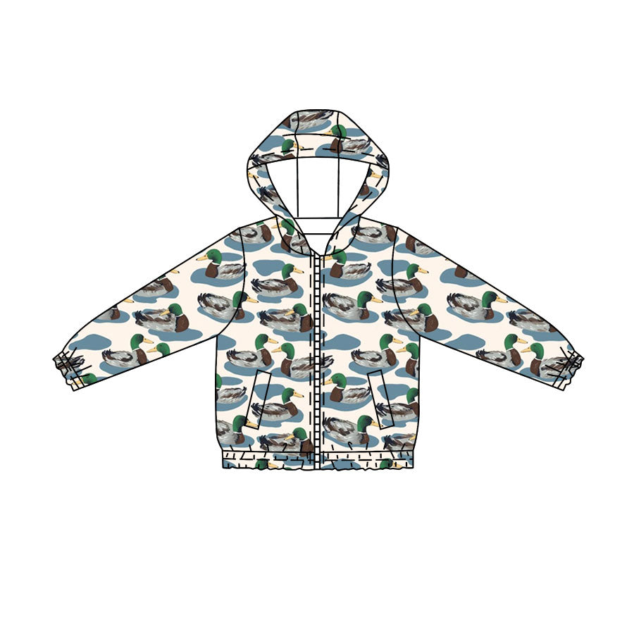 4.21 Boys Duck Print Duck Full Zip Hooded Jacket - Preorder