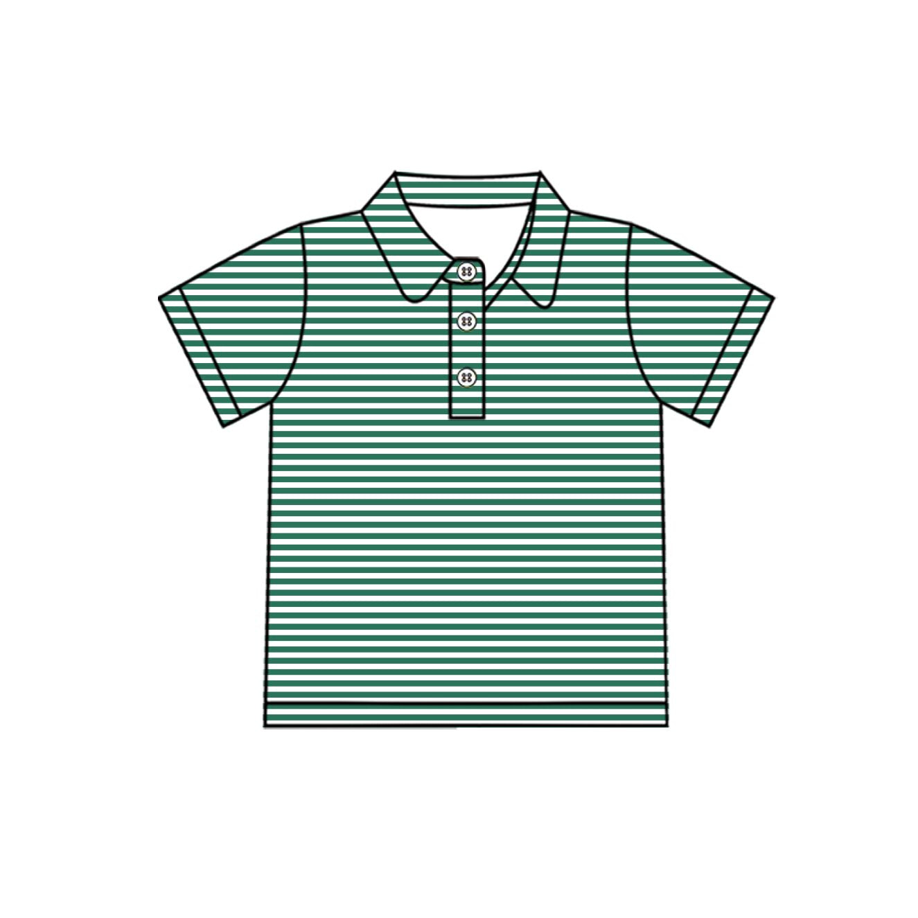 BT1832 Toddler Boys Green Striped Short Sleeve Polo Shirts Top Preorder