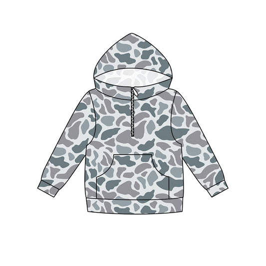 5.16 Preorder Kids Boys Light Camo Long Sleeve Half Zipper Hoodie Top Preorder