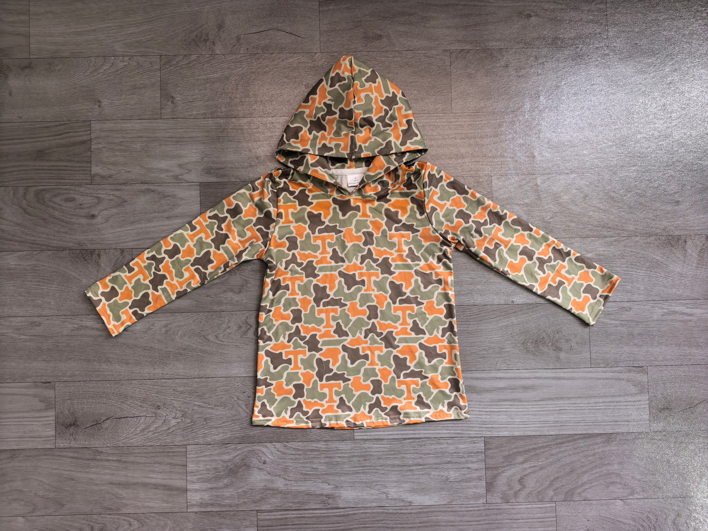 Preorder BLP1482 Baby Boys Sport Team Orange Camo Long Sleeve Hoodie Top