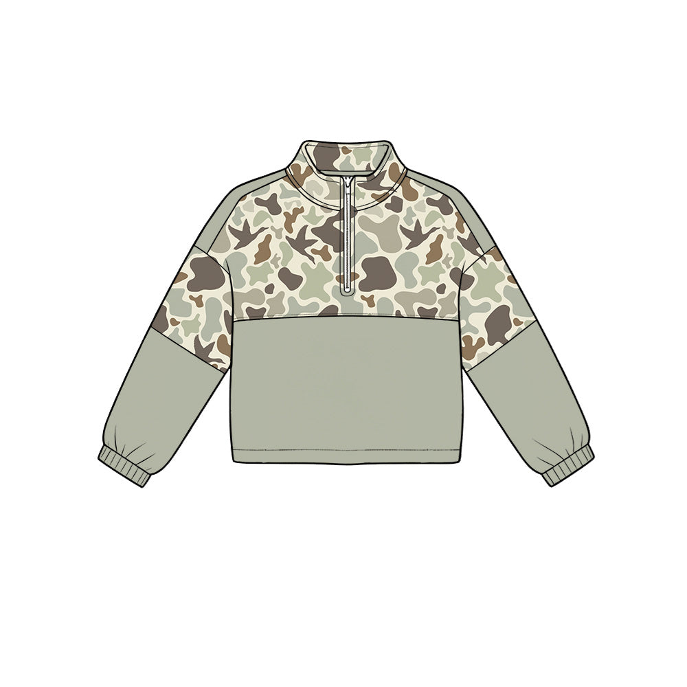6.24 Preorder Baby Girls Boys Green Camo Long Sleeve Pullover Top