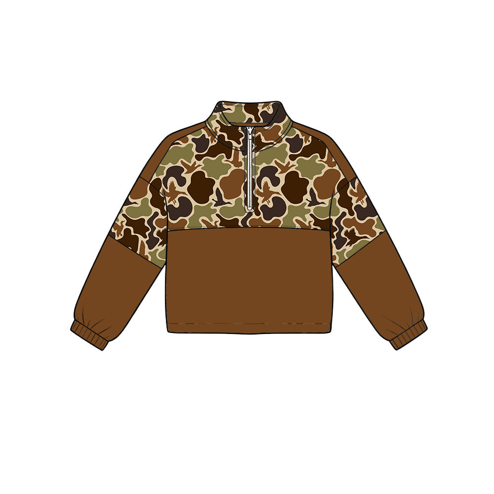 6.24 Preorder Baby Girls Boys Brown Camo Long Sleeve Pullover Top