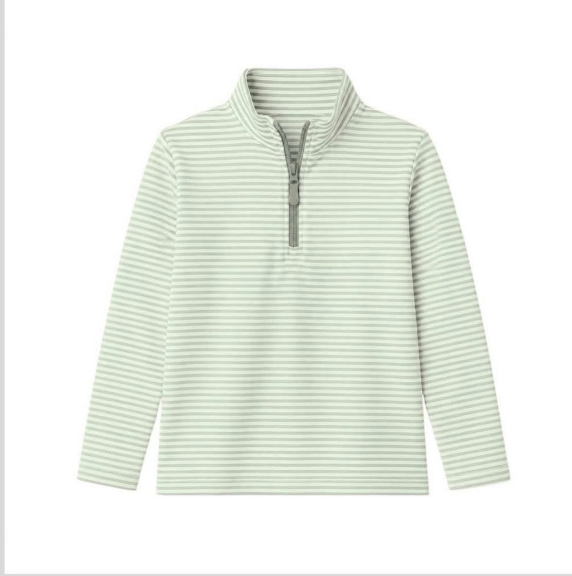 7.6 Preorder Kids Boys Green Long Sleeve Zipper Pullover Top
