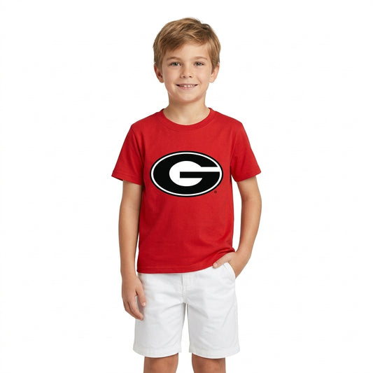 BT1886 Teams Georgia Red Cotton G Vinyl Baby Boys Short Sleeve T-shirts Top