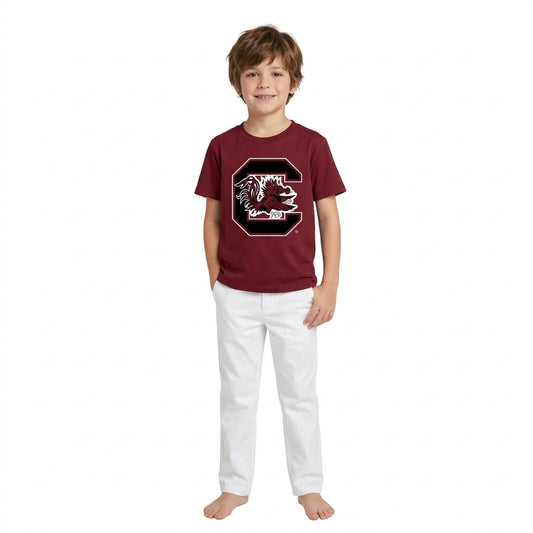 BT1887 Teams Vinyl Maroon Cotton Kids Gamecocks Short Sleeve T-shirt Top