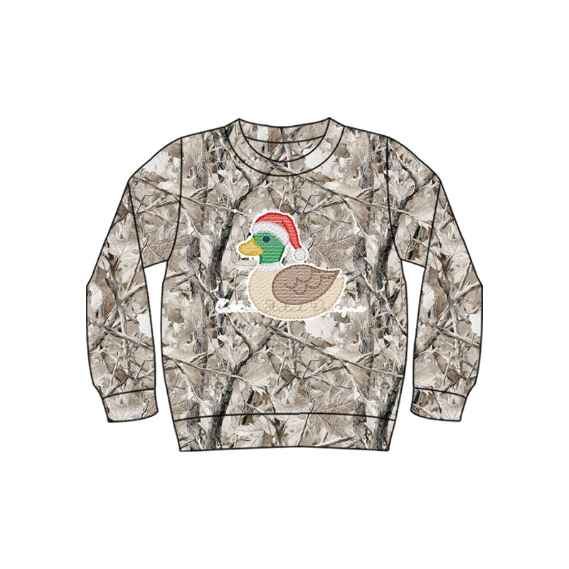8.19 BT1915 Preorder Duck Branch Print Boys Christmas Tee Shirts Top