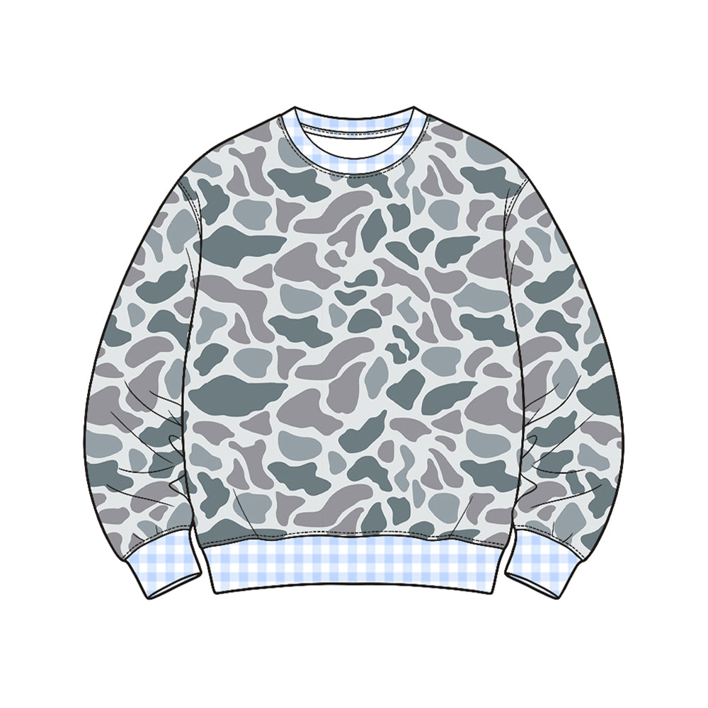 820 BT1923 Preorder Grey Camo Print Boys Tee Shirts Top