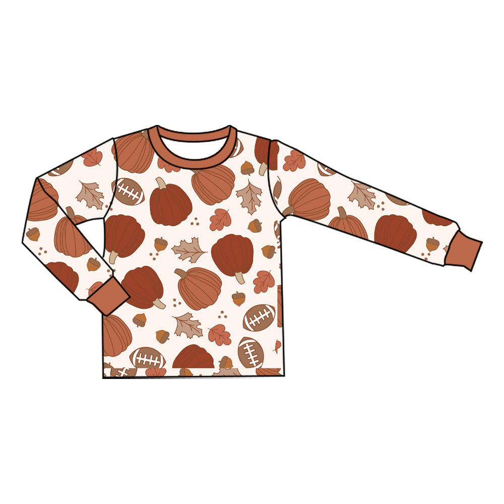 8.21 Preorder Kids Boys Fall Football Pumpkin Long Sleeve Top