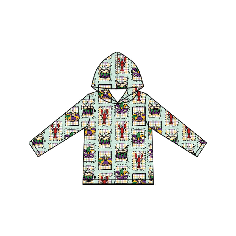 9.9 BT1968 Preorder Kids Boys Mardi Gras Lobster Long Sleeve Hoodie
