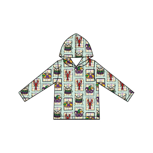 9.9 BT1968 Preorder Kids Boys Mardi Gras Lobster Long Sleeve Hoodie