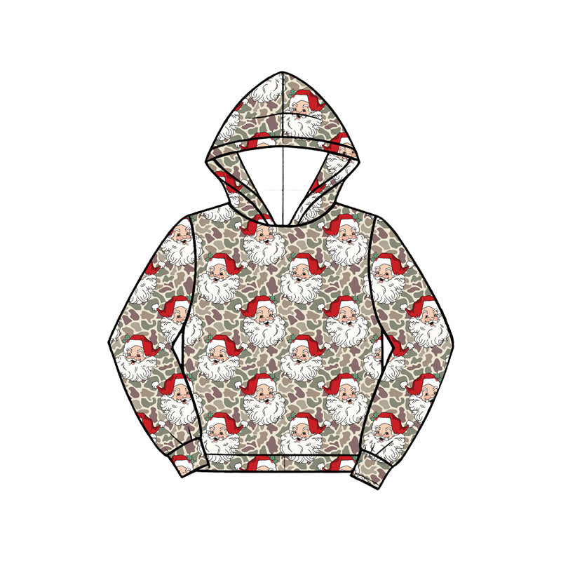 9.14 Preorder BT1972 Baby Boys Christmas Santa Camo Long Sleeve Hoodie Top