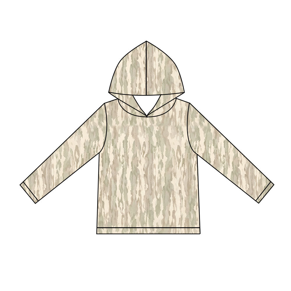 10.15 Preorder BT2004 Khaki Camo Print Boys Long Sleeve Hoodie Top