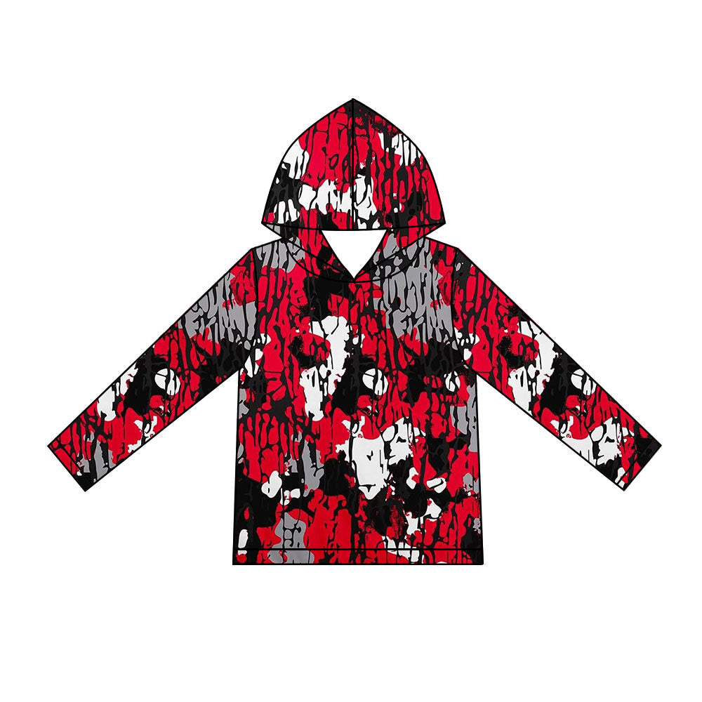 10.23 BT2026 Preorder Red Grey Black Camo Print Boys Long Sleeve Hoodie Top