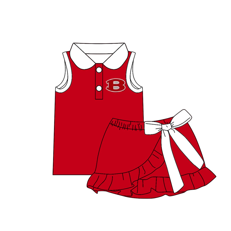 (Custom Design Preorder MOQ 5) Teams Belton Tigers Top White Bows Skort Girls Summer Yoga Clothes Set