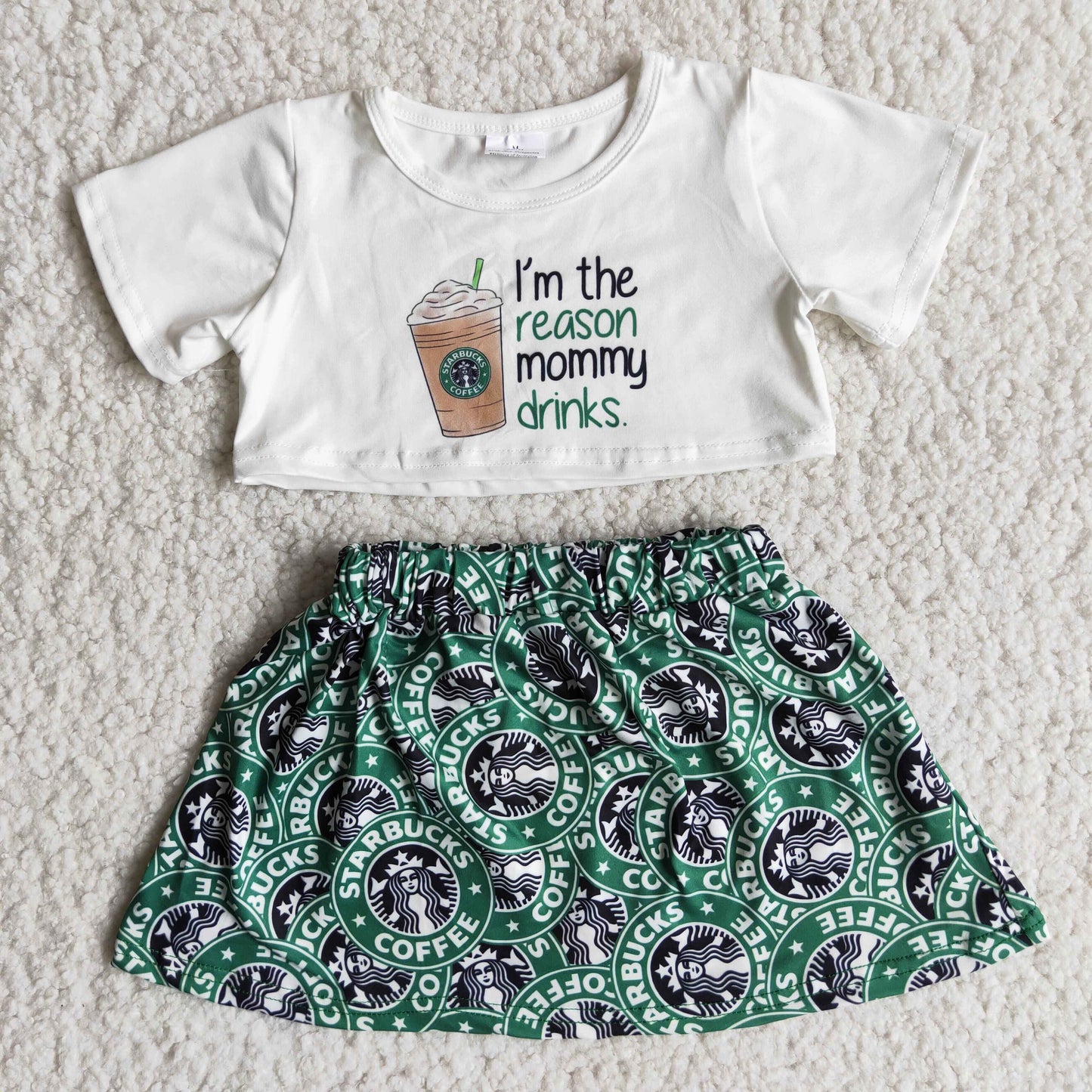 (Promotion)Coffee Drinks Crop Top Skirts Girls summer outfits C13-18