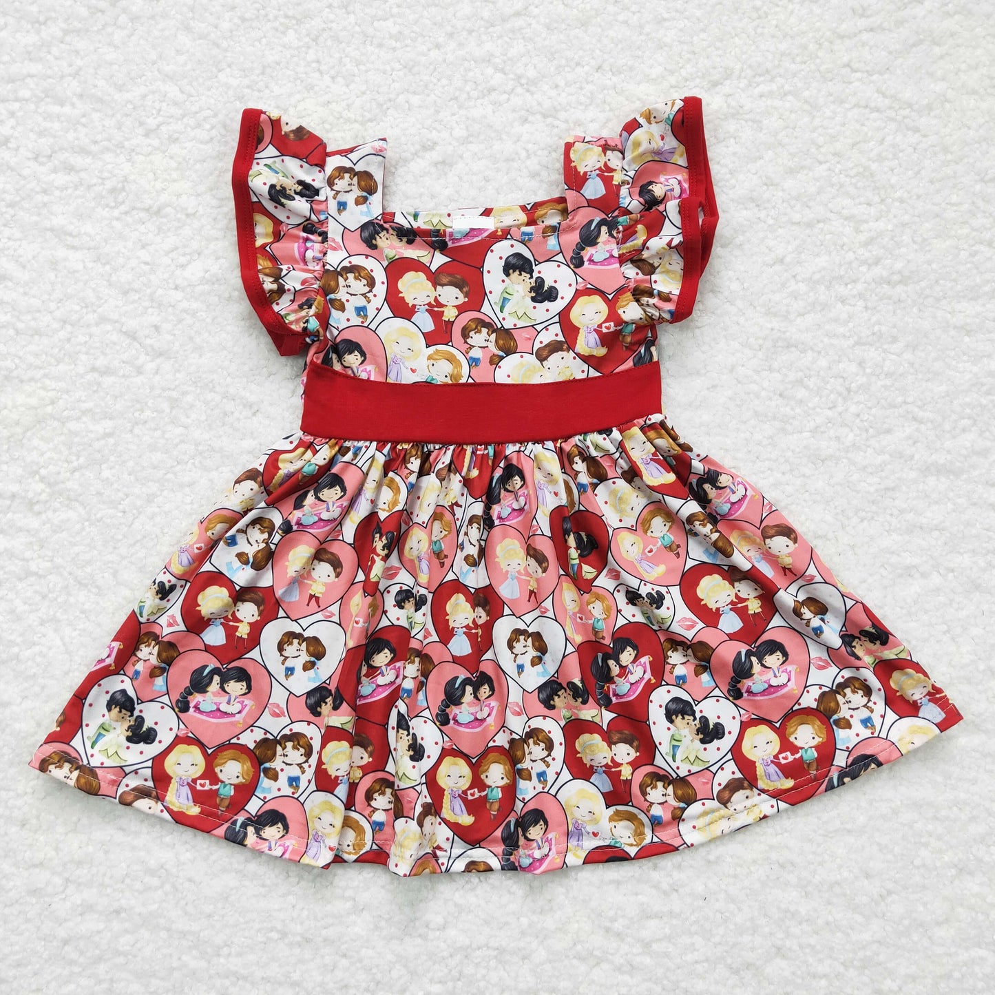 Flutter sleeve knee length Valentine's Day dress C3-10