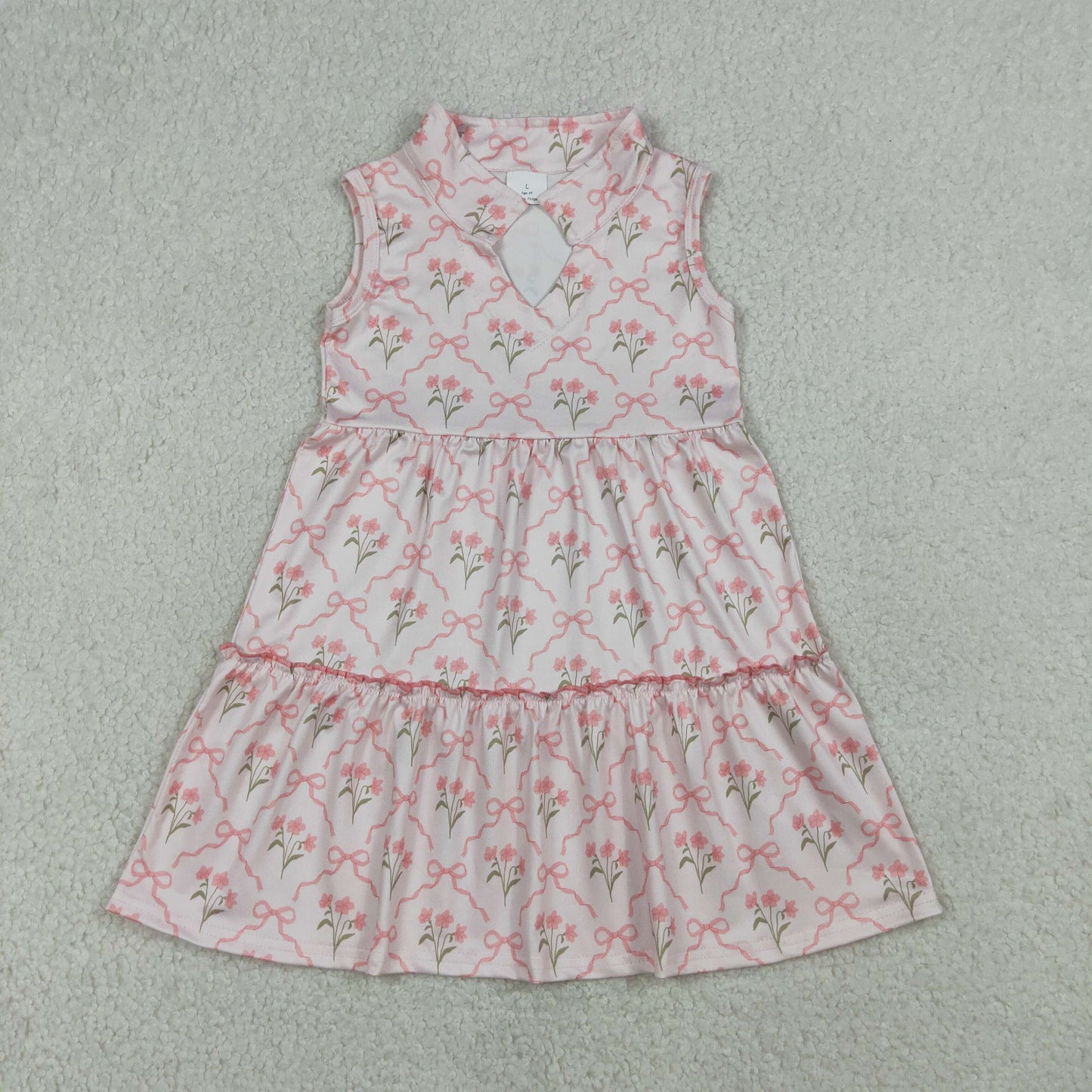 GSD3678 Baby Girls Pink Floral Bow Sleeveless Dress