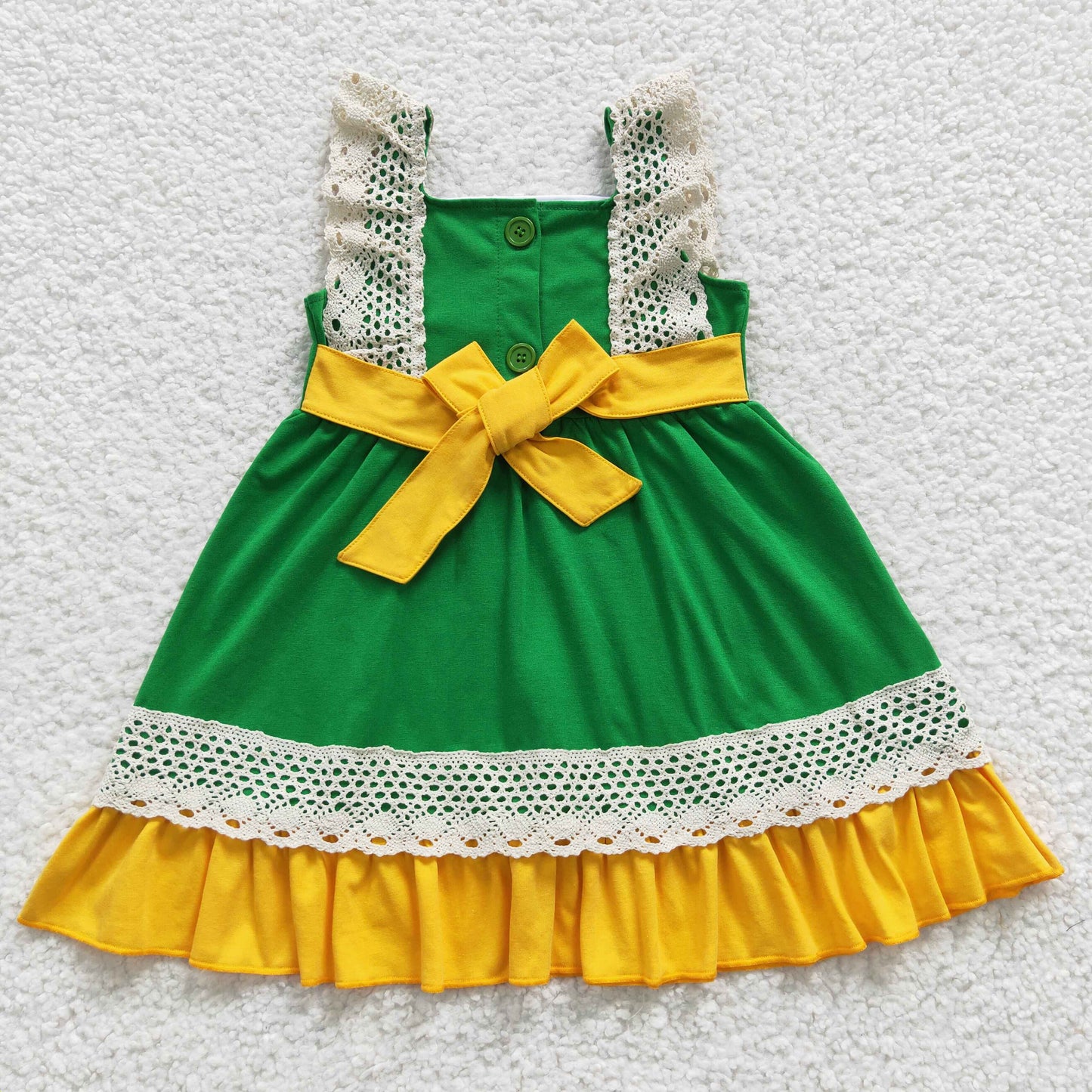 (Promotion) C9-10 Pumpkin Print Ruffle Girls Knee Length Dress