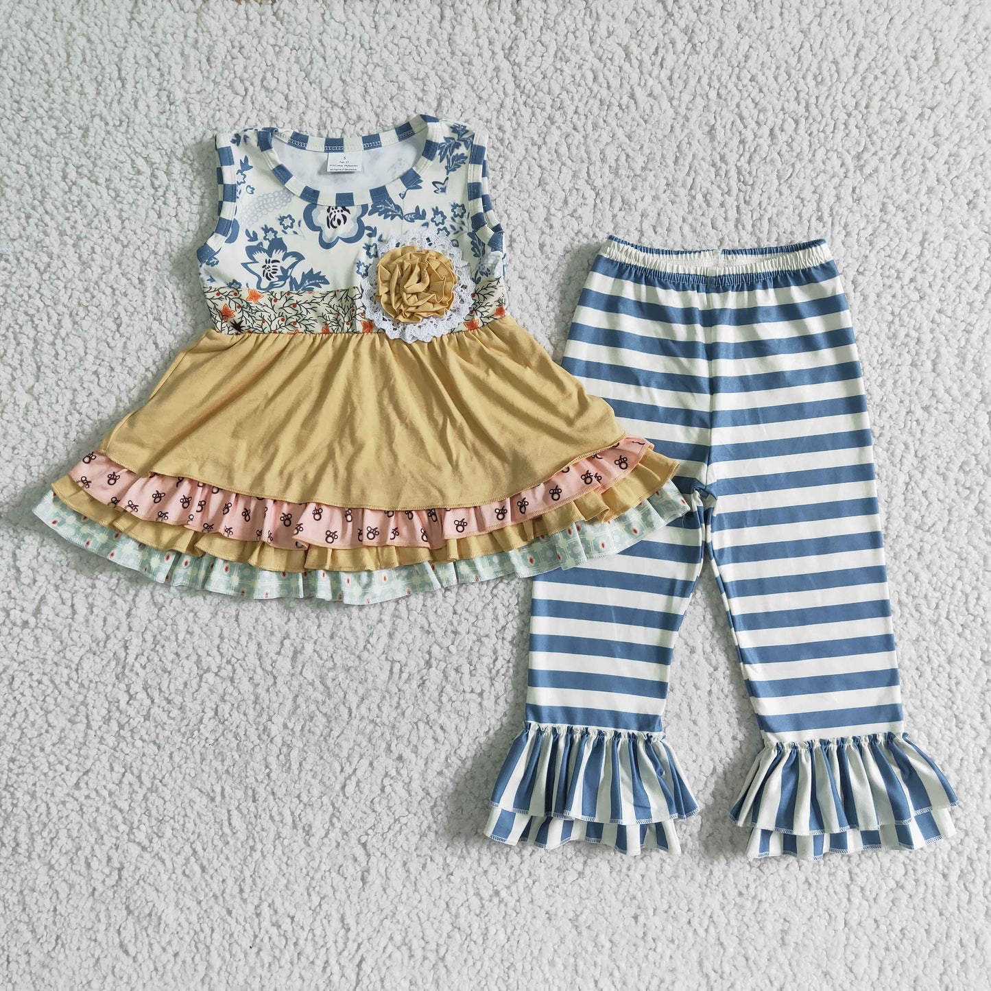 Girls sleeveless tunic top and legging pants outfits D10-27