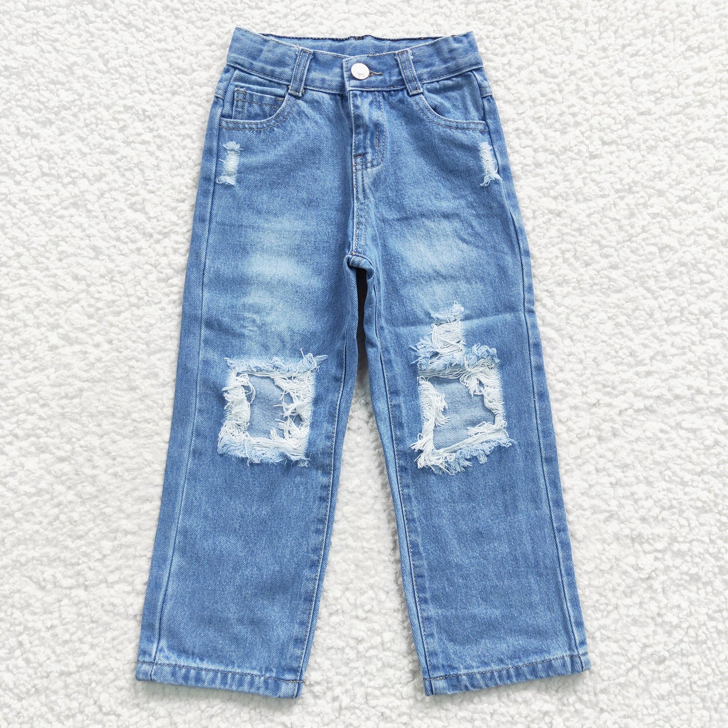 Kids Blue Denim Hole Jeans D4-16