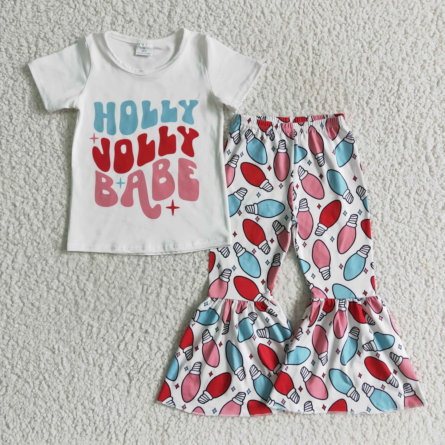 (Promotion) Girls Christmas Holly Jolly BABE print outfits D8-1